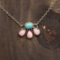Kingman & Pink Conch Cluster Necklace
