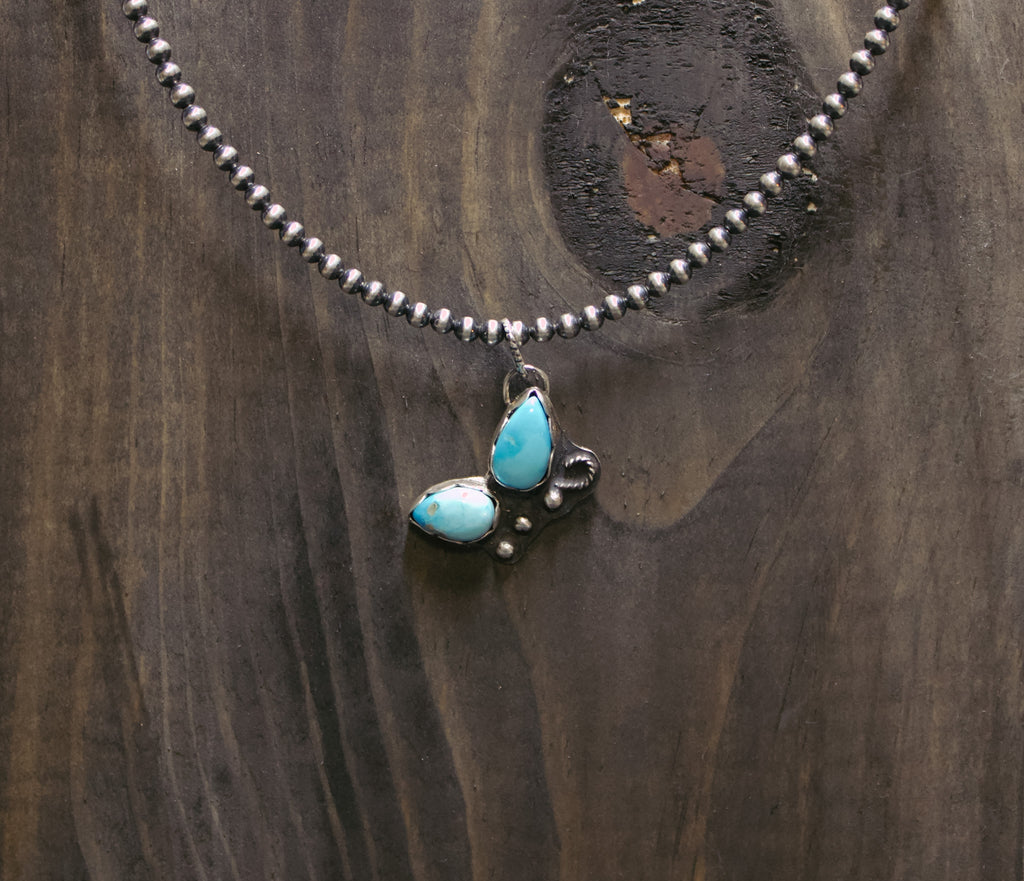 Blue Bird Turquoise Half Butterfly Pendant