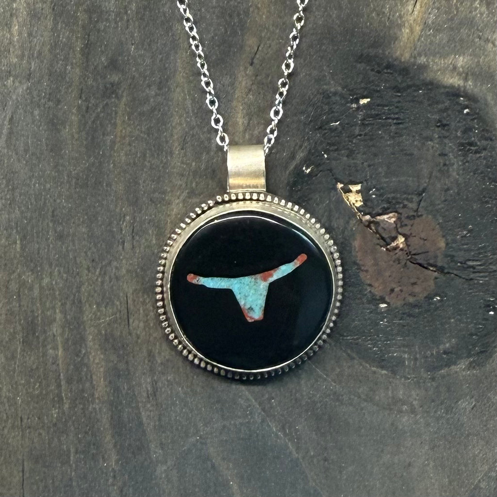 Inlaid Bull Pendant