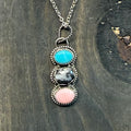 Kingman, White Buffalo and Pink Conch Pendant