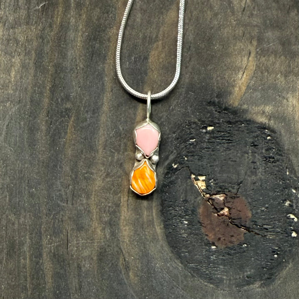 Pink Conch and Orange Spiny Oyster Pendant